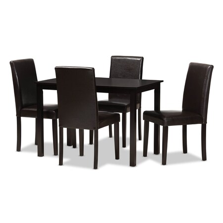 Baxton Studio Mia Modern Dark Brown Faux Leather Upholstered 5-Piece Dining Set 142-8029-8026